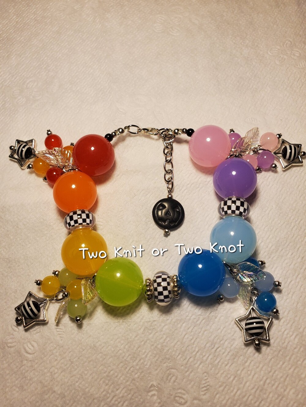 NWT 4-in-1 OOAK Retro Chunky Beaded Bracelet Anklet Pet Collar Bag Charm Y2K
